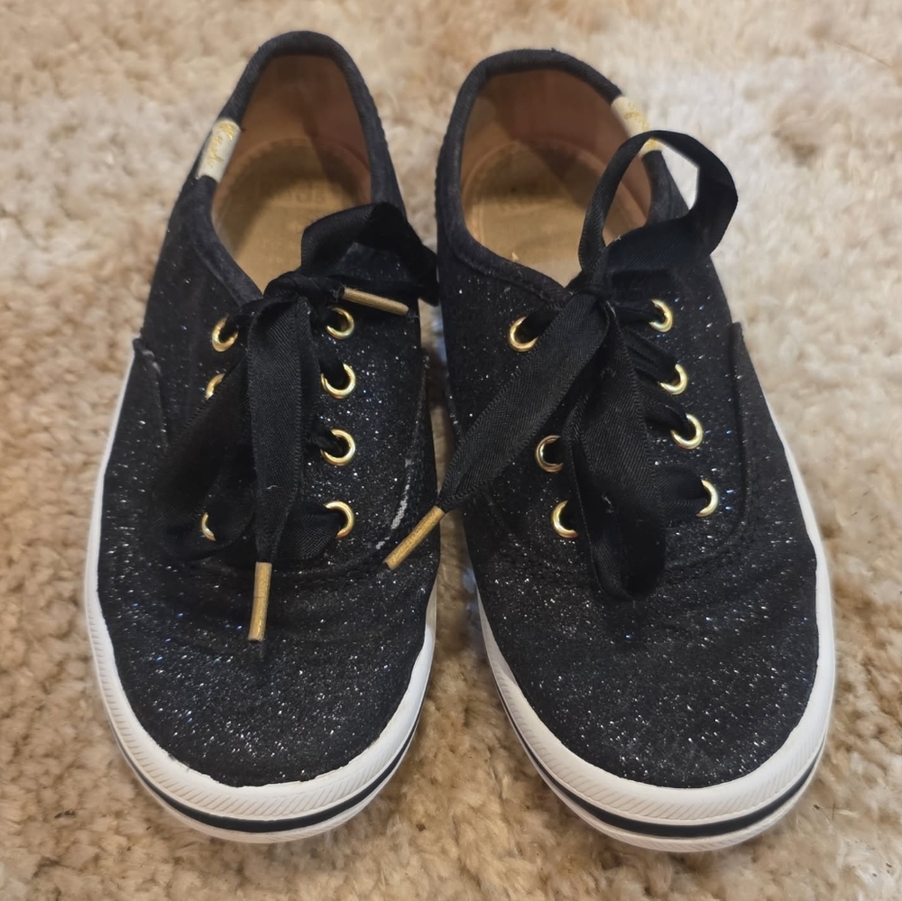 Keds Kate Spade Black and Gold Sparkly Sneakers
